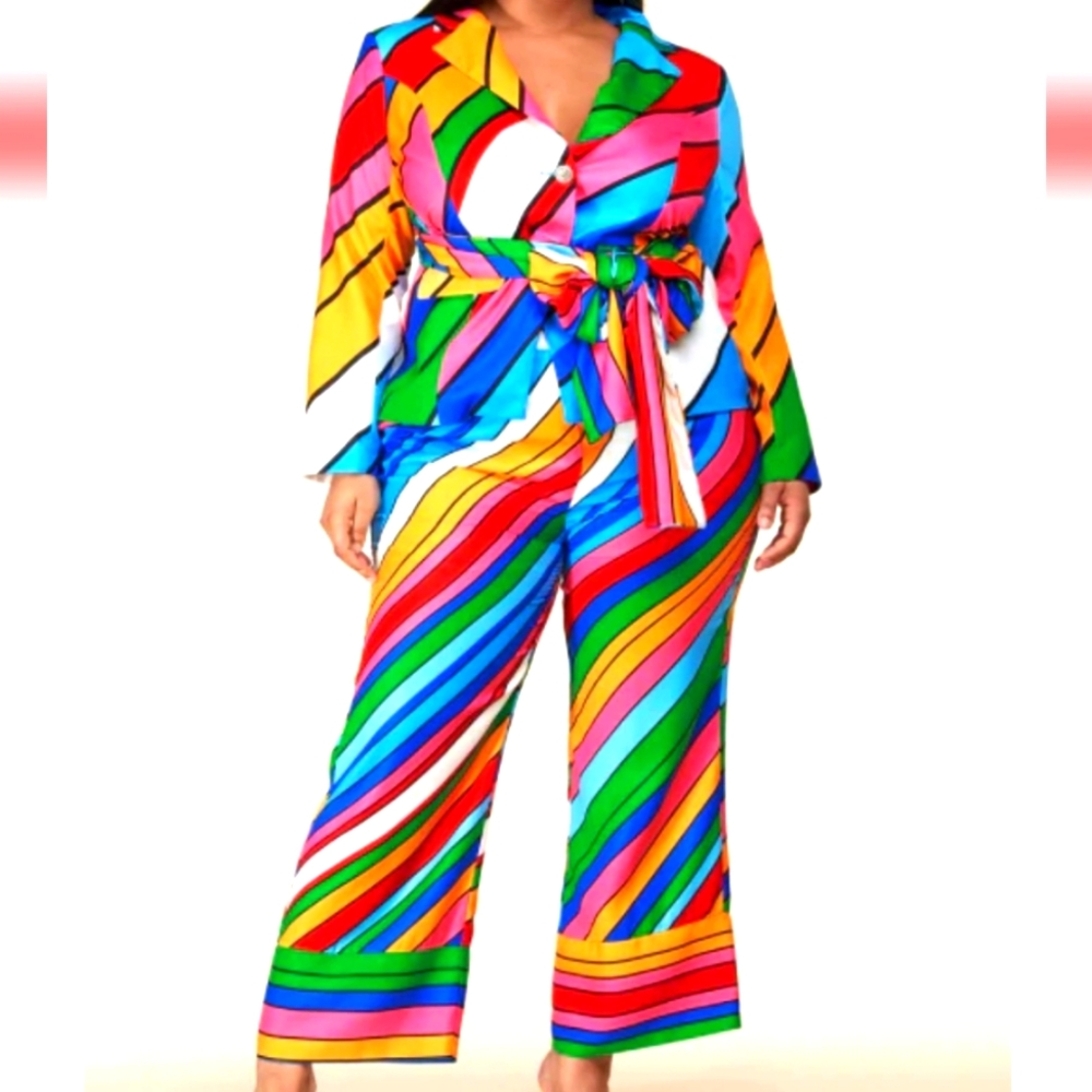 LATISTE  BRIGHT RAINBOW PANT SET Sz 2X